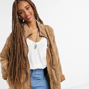 Free People Dolman Quilted Jacket in Tan